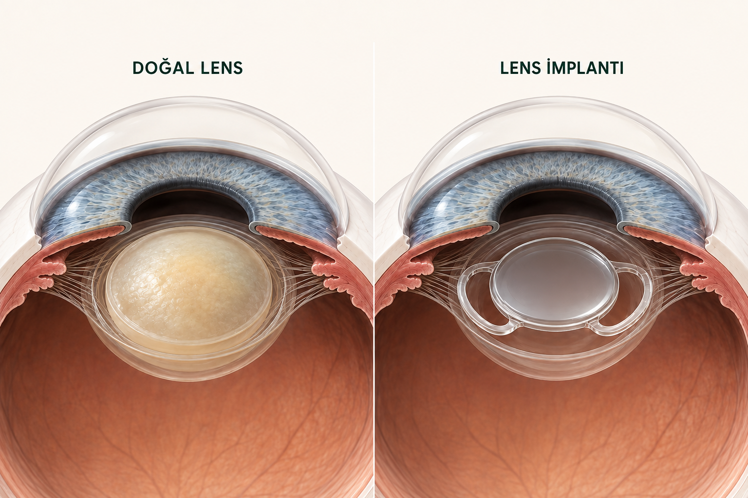 Katarakt + monofokal lens — İşlem şeması